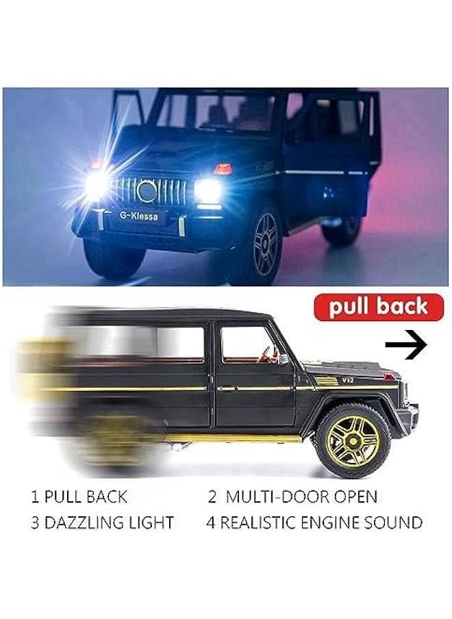 1/24 Benz G63 AMG Model Car, Zinc Alloy Pull Back Toy car with Sound and Light for Kids Boy Girl Gift(Black)