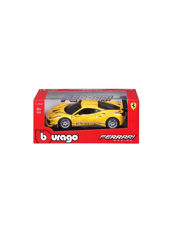 Bburago Ferrari Racing 488 Challenge Die-cast Model Car (1:24, Yellow)