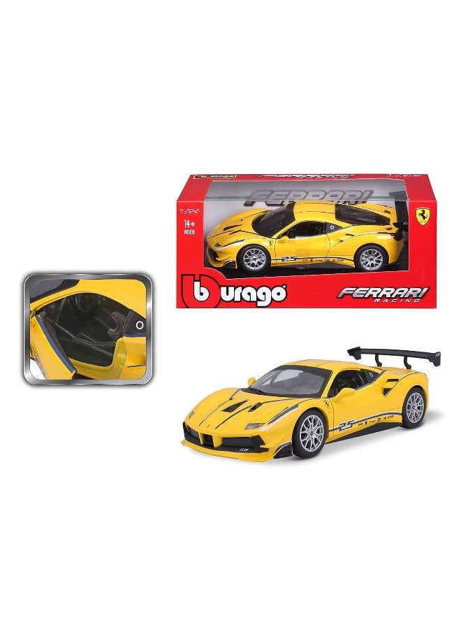 Bburago Ferrari Racing 488 Challenge Die-cast Model Car (1:24, Yellow)