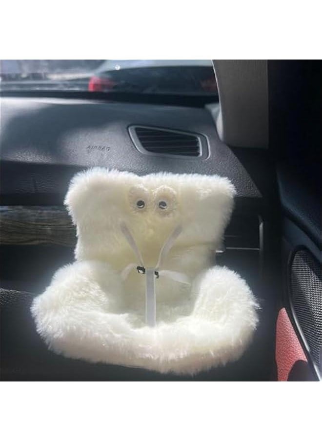 Car Seat for Labubu Doll, Cute Functional Car Ornament with Air Vent Clip and Desktop Stand, Carseat Accessories Stuff (White Eyes)