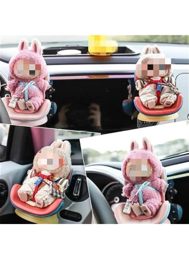 Car Seat Protector for 17cm Labubu Doll, Desktop Ornament Set with Accessories,Protects Dolls, Perfect for Car Decoration and Display,Suitable for 17-cm Dolls (Black)