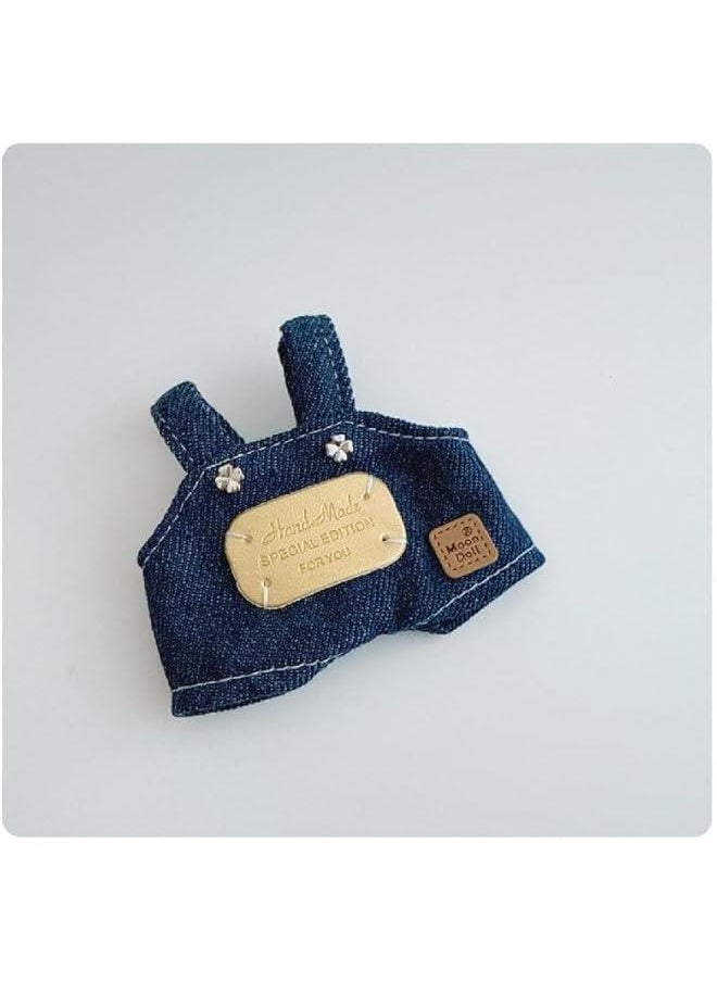 15cm-17cm Doll Clothes Suitable for labubu 17cm 15cm Dolls Accessories Sitting No Doll Only Clothes (1cowboy Romper+1round hat)