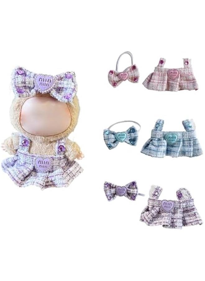 17cm Doll Clothes Tweed Dress Outfit Chic Style with Bowknot Design Doll Princess Skirt Perfect for Dolls Accessorie Ideal for Dress-Up and Collectors (3 Colors)