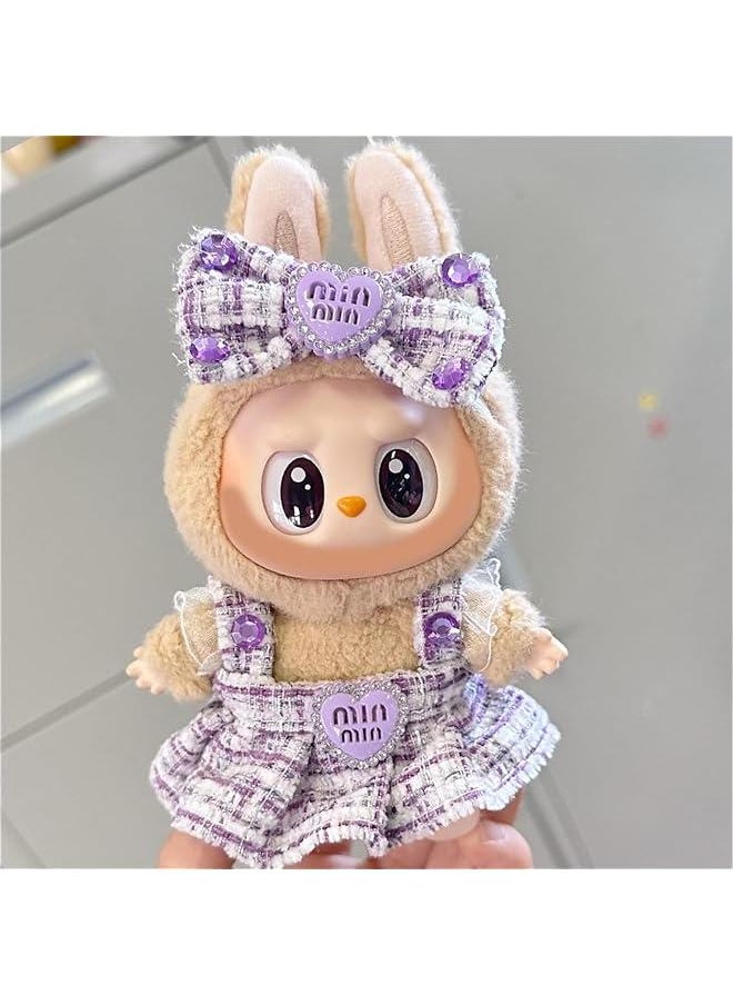Clothes for Labubu Bow Shape Clothes Accessories(No Doll Only Clothes), Cute Outfit Suitable for 6.69inch (17cm) Doll Soft Clothing Replacement (PurpleB)