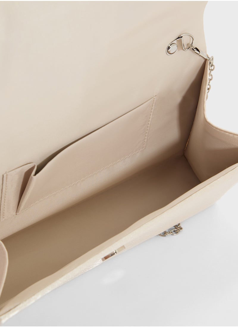 Pleated Embellished Clutch Bag