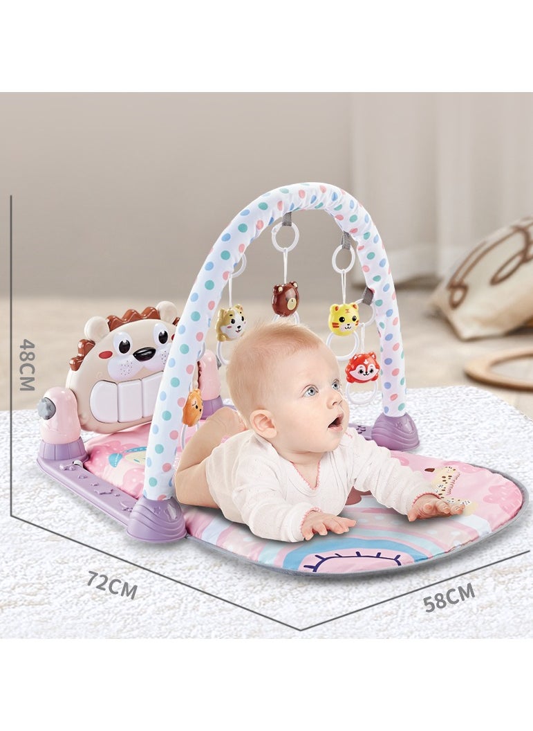 Baby Play Mat,Baby Gym,Funny Play Piano Tummy Time Baby Activity Mat with 5 Infant Sensory Baby Toys, Music and Lights Boy  Girl Gifts for Newborn Baby 0 to 18 Months