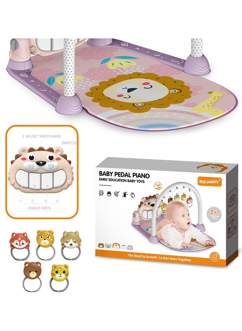 Baby Play Mat,Baby Gym,Funny Play Piano Tummy Time Baby Activity Mat with 5 Infant Sensory Baby Toys, Music and Lights Boy  Girl Gifts for Newborn Baby 0 to 18 Months