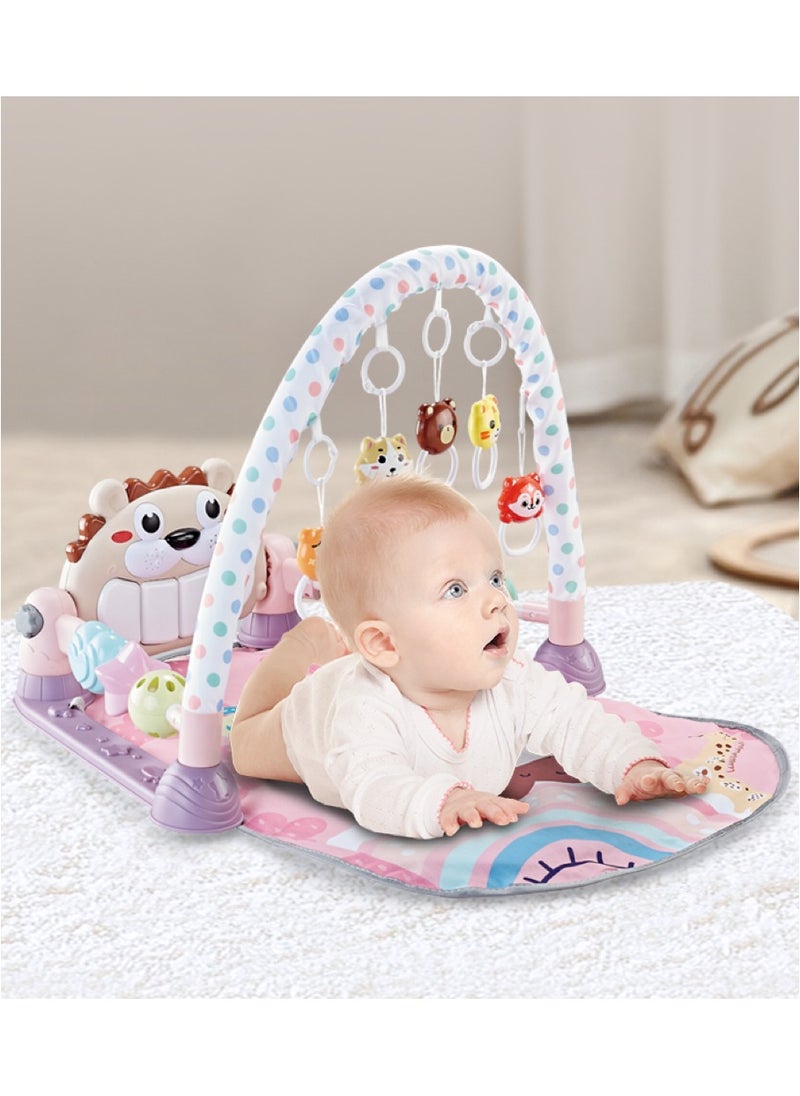 Baby Play Mat,Baby Gym,Funny Play Piano Tummy Time Baby Activity Mat with 5 Infant Sensory Baby Toys, Music and Lights Boy  Girl Gifts for Newborn Baby 0 to 18 Months