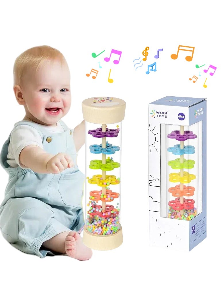 Baby Rain Stick,Wooden Rainmaker Montessori Toys for Babies 6-12 Months,Baby Rattle Sensory Development Toys, Infant Musical Toys for Newborn Boys Girls 1 Year Old Toddlers