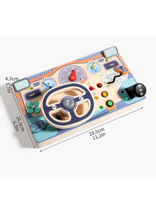 Montessori Toddler Busy Board for 3+ Year Old, Baby Wooden Busy Board with 8 LED Light Switches, Sensory Toys, Light Switch Toys, Travel Toys