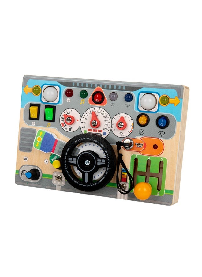 Montessori Toddler Busy Board for 3+ Year Old, Baby Wooden Busy Board with 8 LED Light Switches, Sensory Toys, Light Switch Toys, Travel Toys