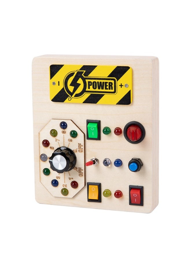 Montessori Toddler Busy Board for 3+ Year Old, Baby Wooden Busy Board with 8 LED Light Switches, Sensory Toys, Light Switch Toys, Travel Toys