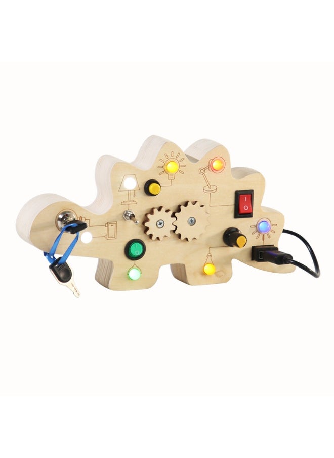 Montessori Toddler Busy Board for 3+ Year Old, Baby Wooden Busy Board with 8 LED Light Switches, Sensory Toys, Light Switch Toys, Travel Toys