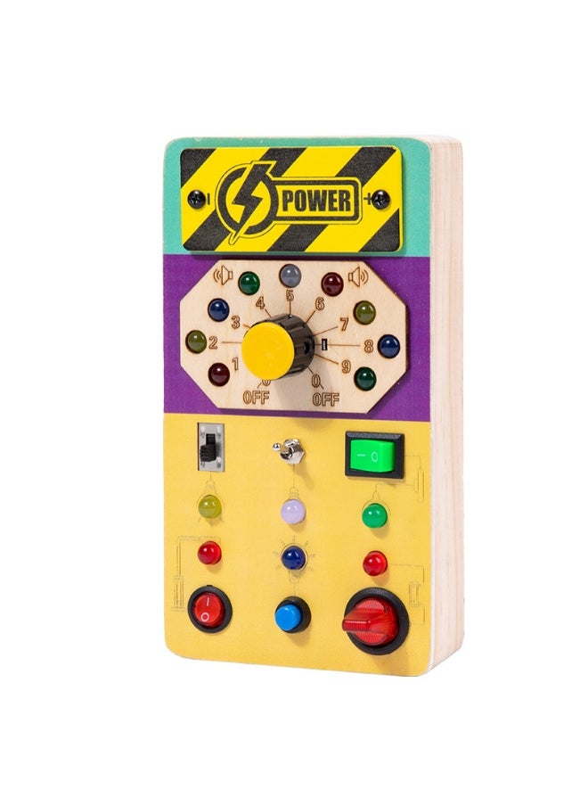 Montessori Toddler Busy Board for 3+ Year Old, Baby Wooden Busy Board with 8 LED Light Switches, Sensory Toys, Light Switch Toys, Travel Toys