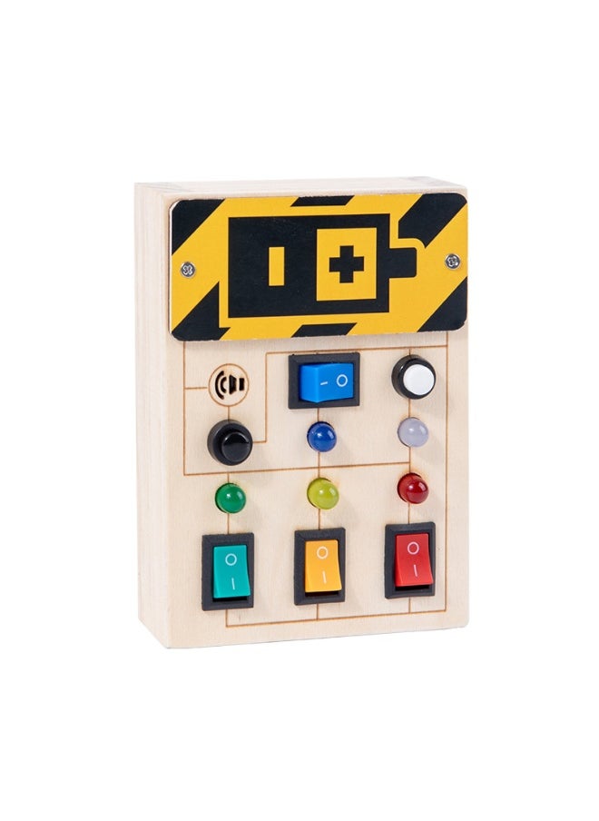 Montessori Toddler Busy Board for 3+ Year Old, Baby Wooden Busy Board with 8 LED Light Switches, Sensory Toys, Light Switch Toys, Travel Toys