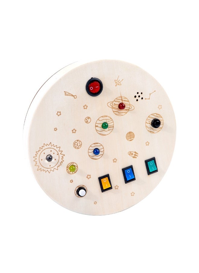 Montessori Toddler Busy Board for 3+ Year Old, Baby Wooden Busy Board with 8 LED Light Switches, Sensory Toys, Light Switch Toys, Travel Toys