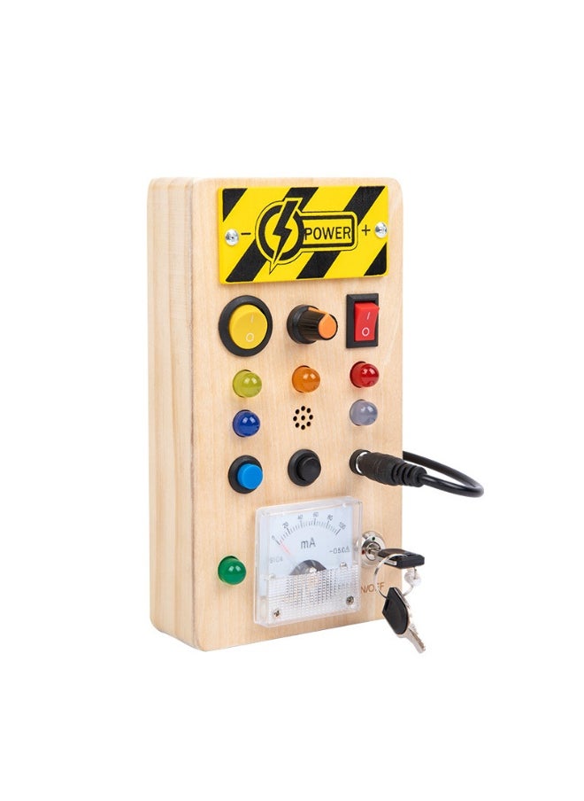 Montessori Toddler Busy Board for 3+ Year Old, Baby Wooden Busy Board with 8 LED Light Switches, Sensory Toys, Light Switch Toys, Travel Toys