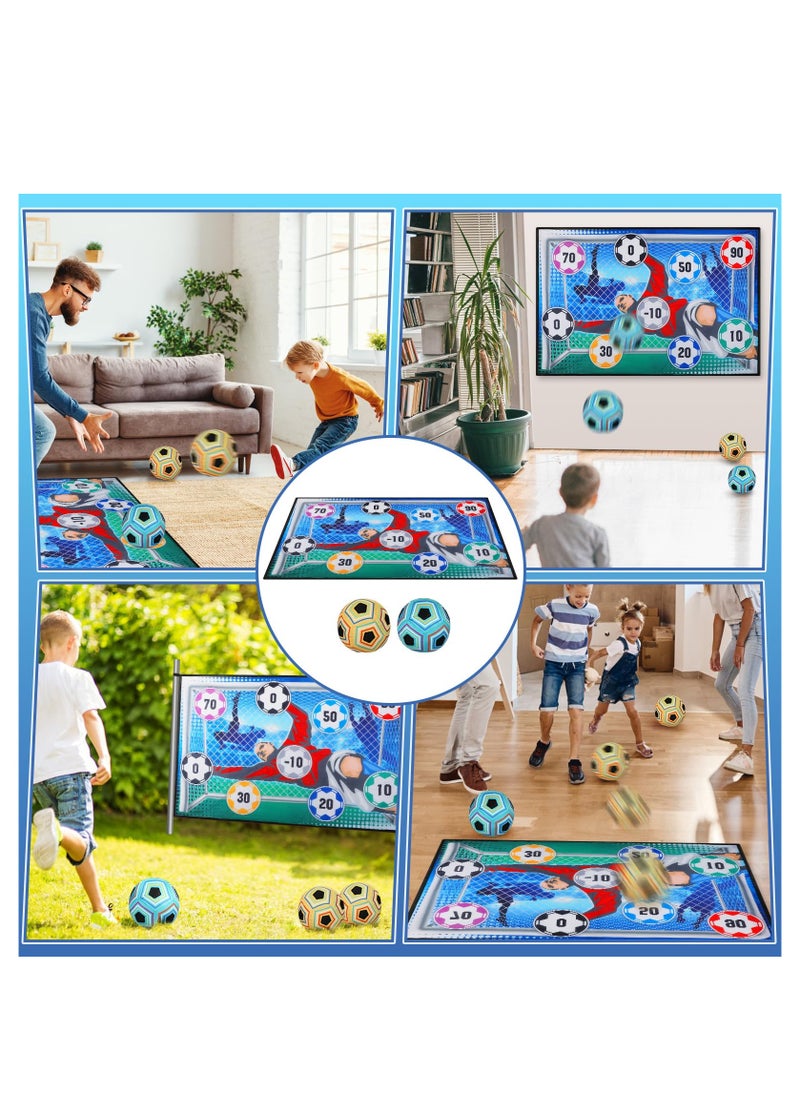 Soccer Ball Game Set for Kids, Indoor Outdoor Backyard Toss Soccer Goal Game with Velcro Balls, Foldable Flannel Goals, Toddlers Gift for 3 4 5 6 7 8 Year Old Boy Toys Birthday