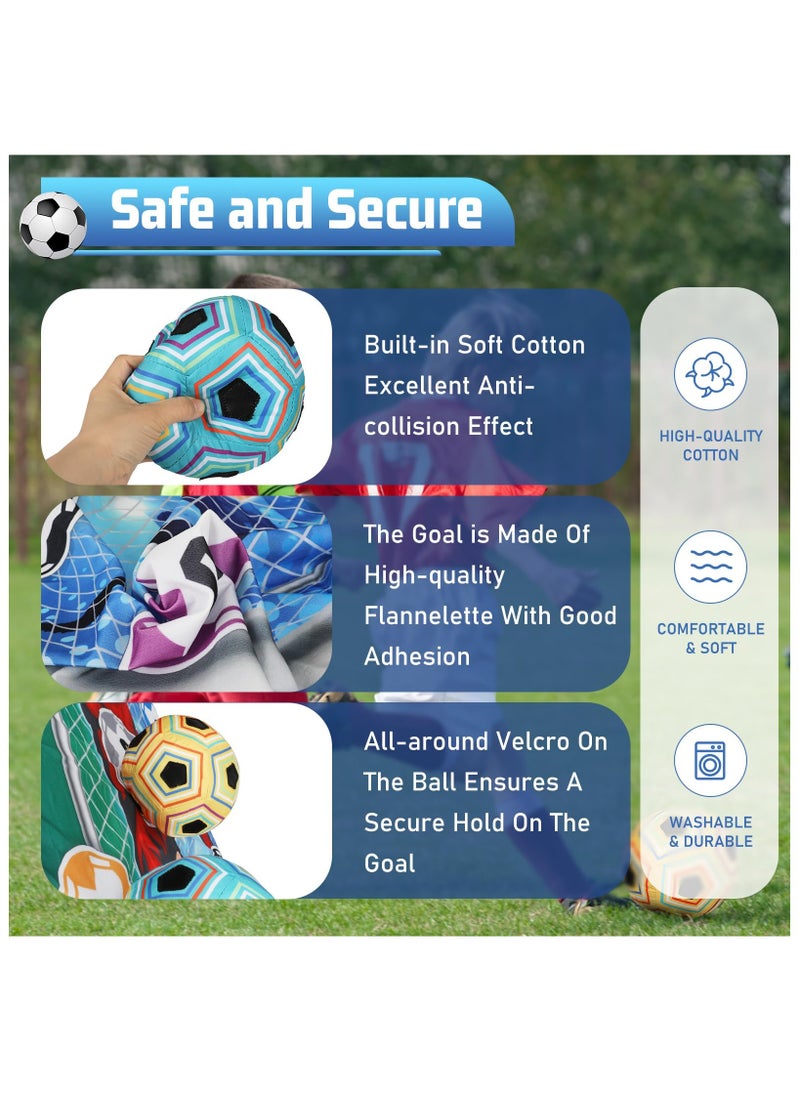Soccer Ball Game Set for Kids, Indoor Outdoor Backyard Toss Soccer Goal Game with Velcro Balls, Foldable Flannel Goals, Toddlers Gift for 3 4 5 6 7 8 Year Old Boy Toys Birthday