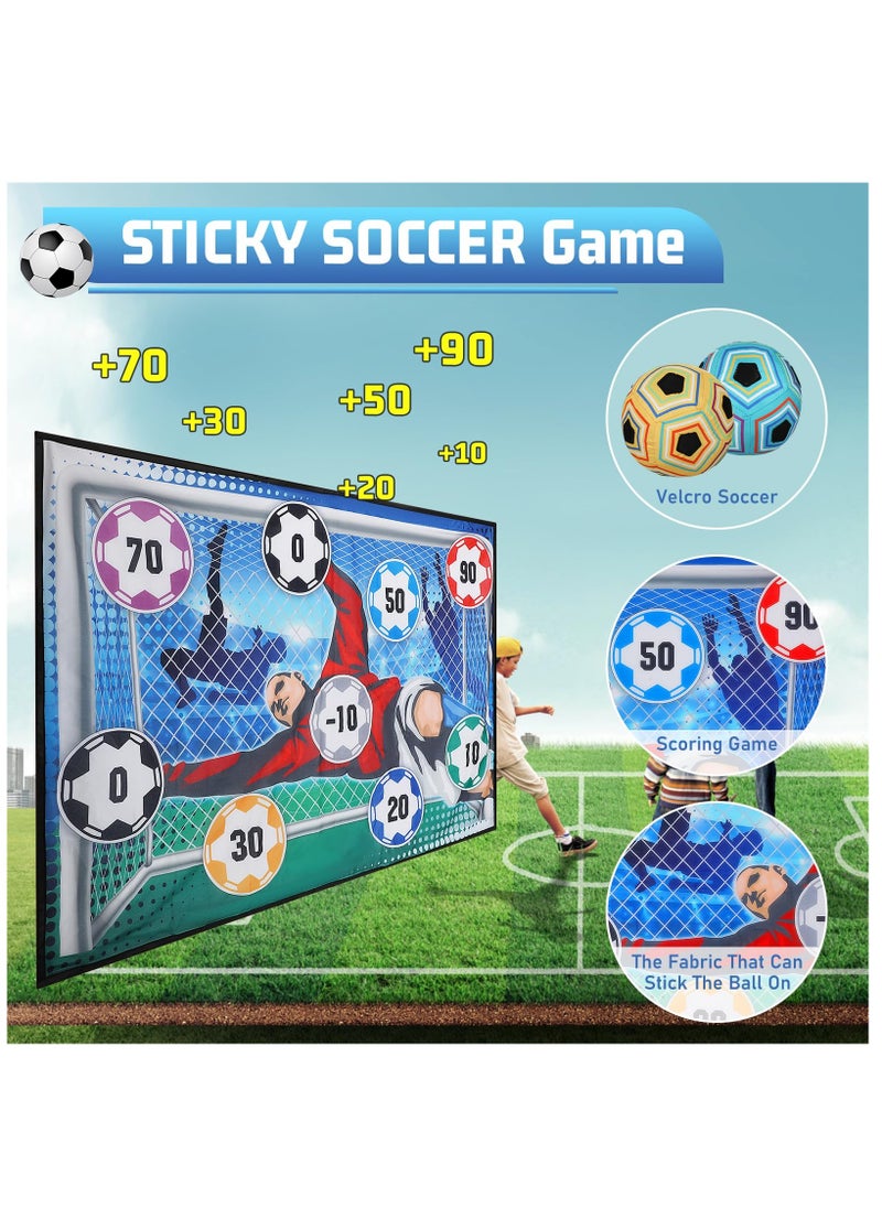 Soccer Ball Game Set for Kids, Indoor Outdoor Backyard Toss Soccer Goal Game with Velcro Balls, Foldable Flannel Goals, Toddlers Gift for 3 4 5 6 7 8 Year Old Boy Toys Birthday