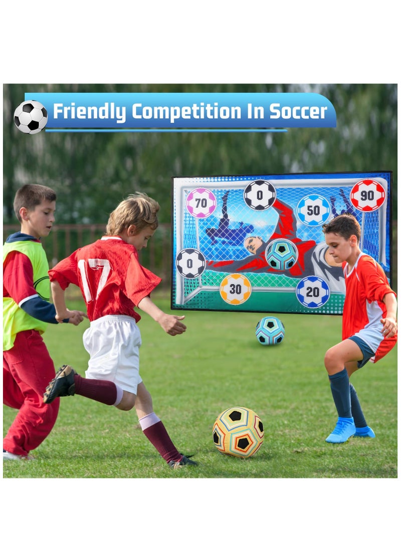 Soccer Ball Game Set for Kids, Indoor Outdoor Backyard Toss Soccer Goal Game with Velcro Balls, Foldable Flannel Goals, Toddlers Gift for 3 4 5 6 7 8 Year Old Boy Toys Birthday