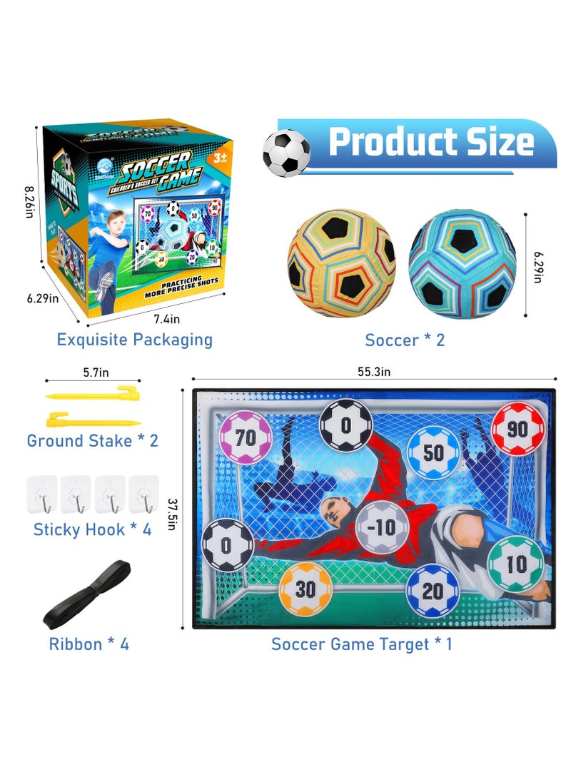 Soccer Ball Game Set for Kids, Indoor Outdoor Backyard Toss Soccer Goal Game with Velcro Balls, Foldable Flannel Goals, Toddlers Gift for 3 4 5 6 7 8 Year Old Boy Toys Birthday