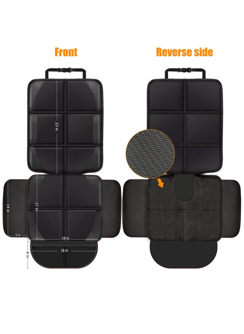 Premium Car Seat Protector for Kids & Pets - Large, Waterproof 600D Fabric, Thick Padding & Convenient Storage Pockets (Black)