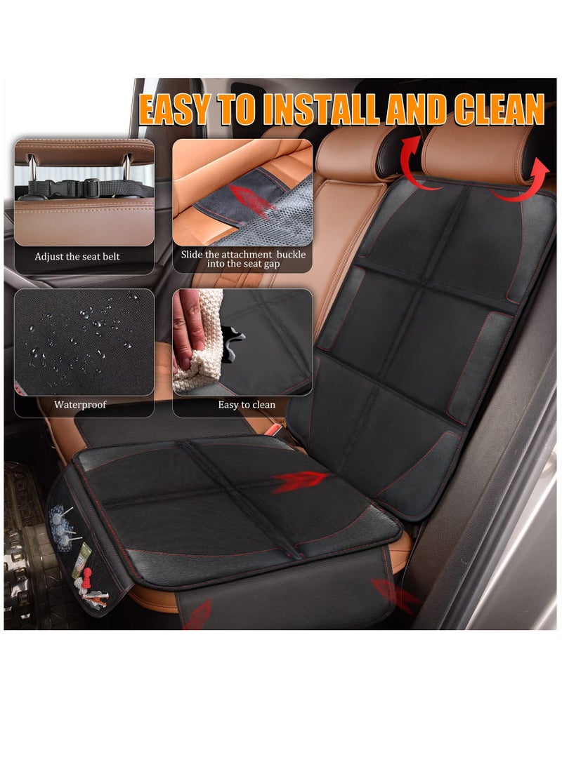 Premium Car Seat Protector for Kids & Pets - Large, Waterproof 600D Fabric, Thick Padding & Convenient Storage Pockets (Black)