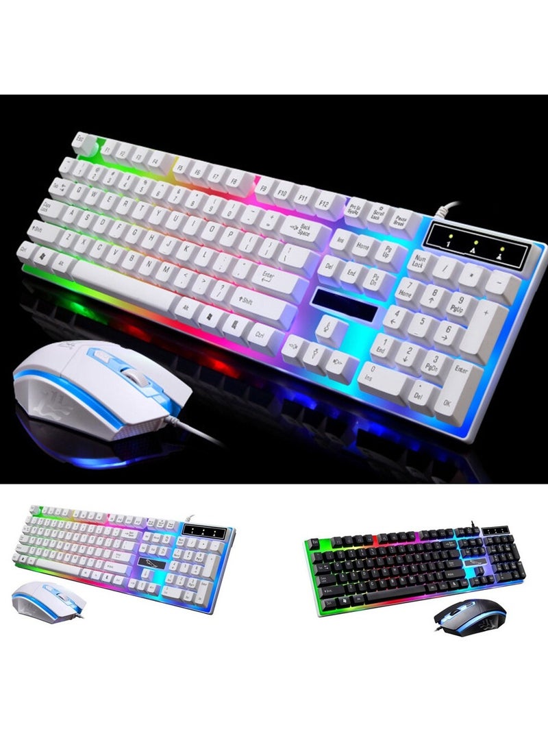 Led Gaming Keyboard With Mouse Set White