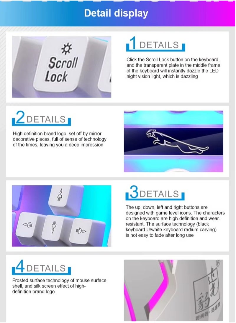Led Gaming Keyboard With Mouse Set White