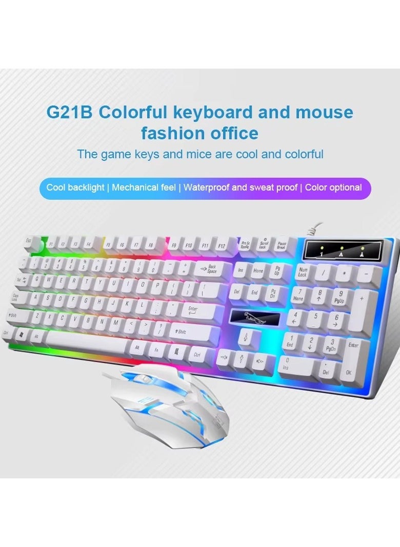 Led Gaming Keyboard With Mouse Set White