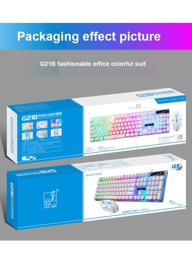 Led Gaming Keyboard With Mouse Set White