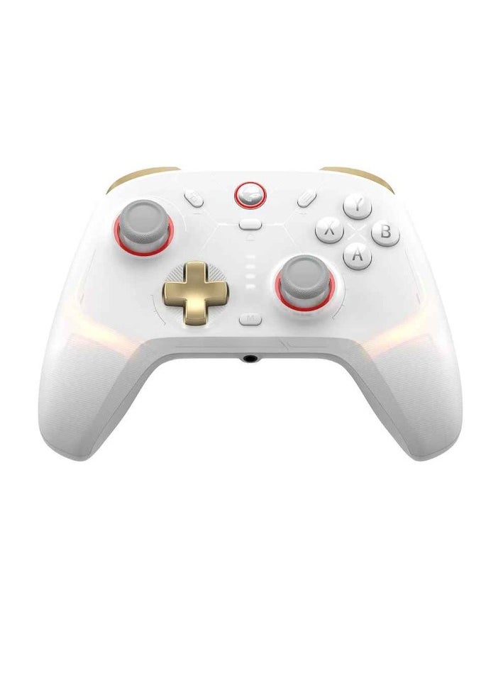 Wireless Controller, Lightweight Portable PC Game Controller, RGB Lightning Durable Bluetooth Joystick, Easy To Use Gamepad With Hall Effect For Windows Console, (1pc, White)