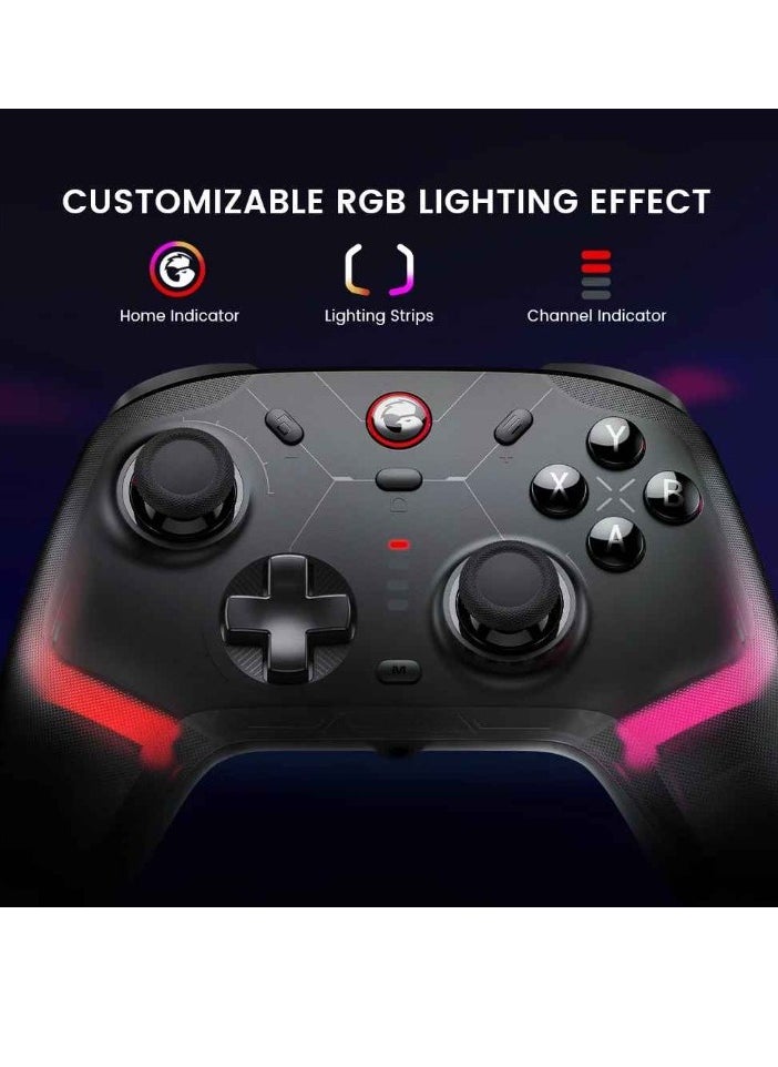 Wireless Controller, Lightweight Portable PC Game Controller, RGB Lightning Durable Bluetooth Joystick, Easy To Use Gamepad With Hall Effect For Windows Console, (1pc, Black With Stand)