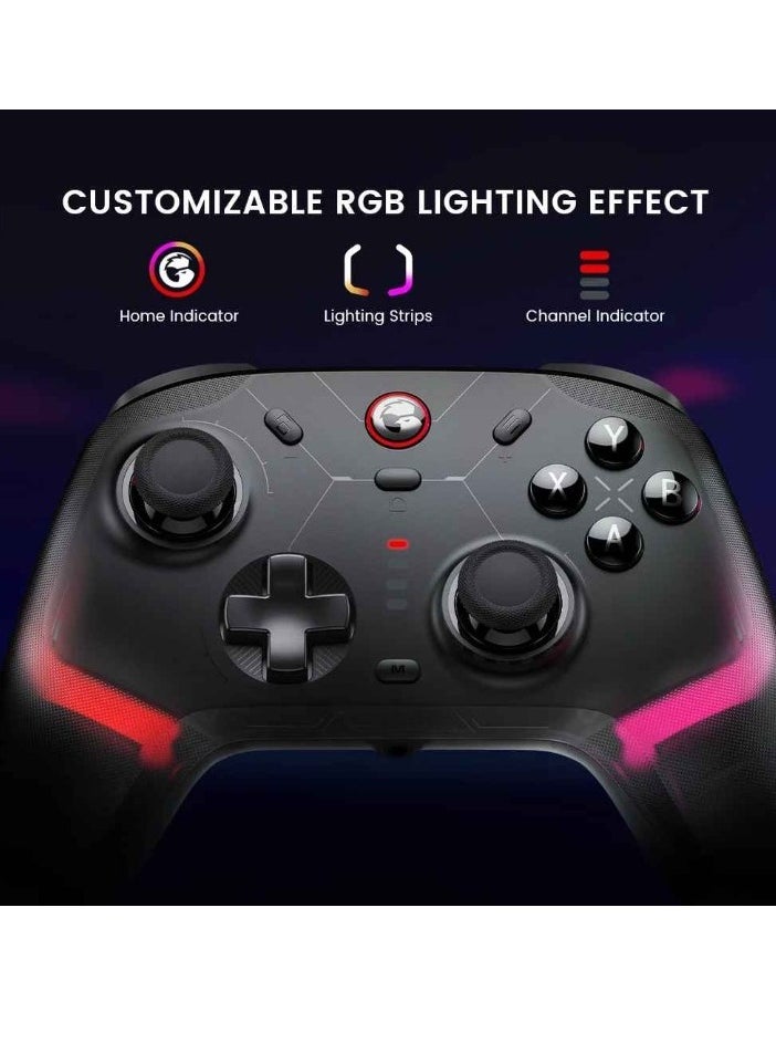 Wireless Controller, Lightweight Portable PC Game Controller, RGB Lightning Durable Bluetooth Joystick, Easy To Use Gamepad With Hall Effect For Windows Console, (1pc, White With Stand)