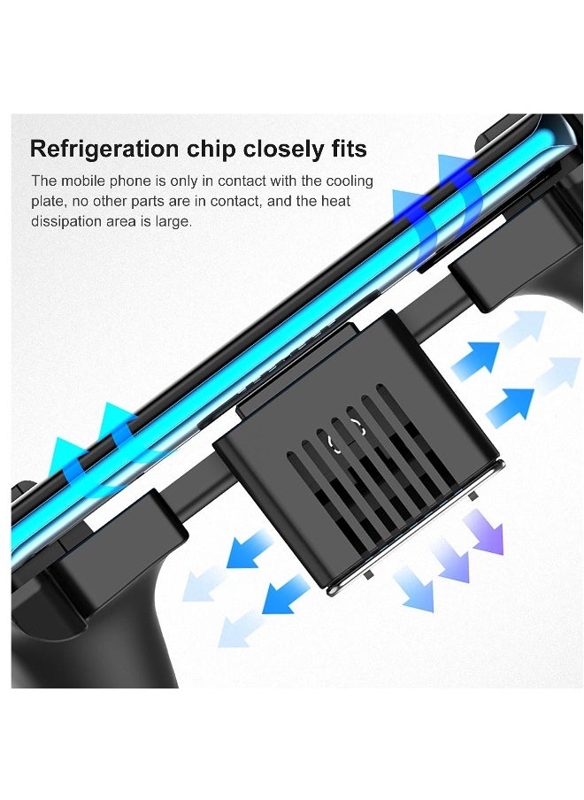 Mobile Game Controller with Active Cooling Fan, Semiconductor Phone Radiator Grip for Heat Dissipation, Compatible with iOS/Android Devices - Black