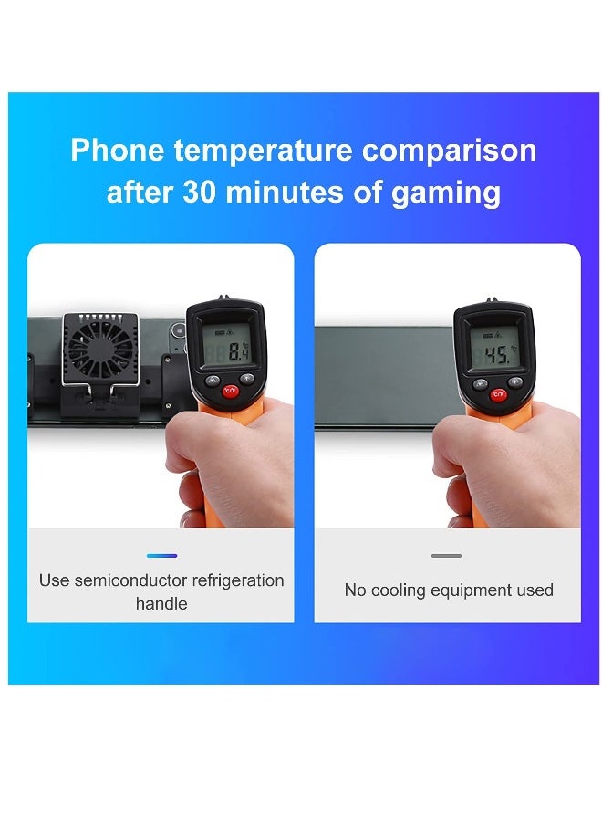 Mobile Game Controller with Active Cooling Fan, Semiconductor Phone Radiator Grip for Heat Dissipation, Compatible with iOS/Android Devices - Black