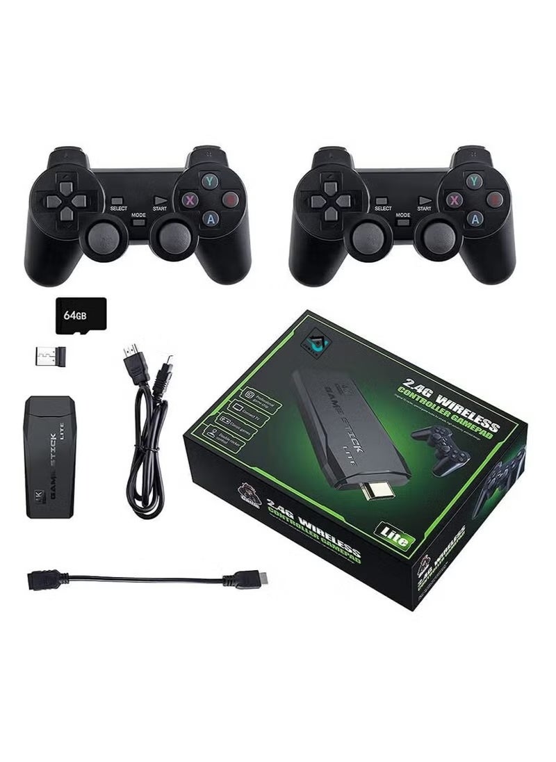 Wireless Retro Game Console Plug and Play Video Game Stick Built in 10000+ Games,9 Classic Emulators 4K High Definition HDMI Output for TV with Dual 2.4G Wireless Controllers 64G
