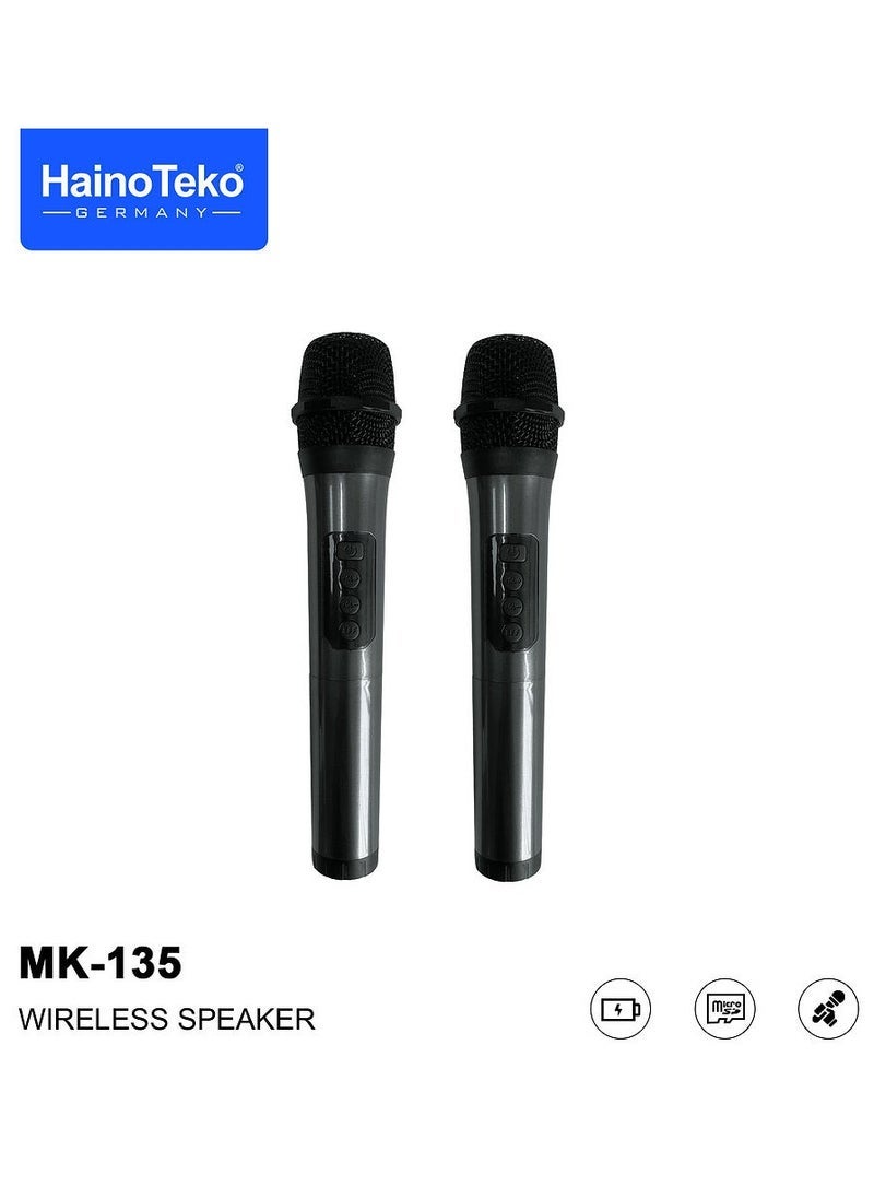MK-135 Portable Wireless Speaker with Dual Microphones – Bluetooth Speaker with Powerful Sound for Indoor & Outdoor Use, Ideal for Karaoke, Parties, and Events