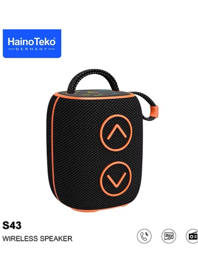 Haino Teko Germany S43 Portable Speaker With Button Control and RGB Colour Black
