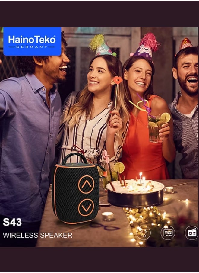 Haino Teko Germany S43 Portable Speaker With Button Control and RGB Colour Black