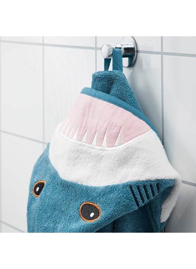 Towel with hood, shark-shaped/blue-grey, 70x140 cm