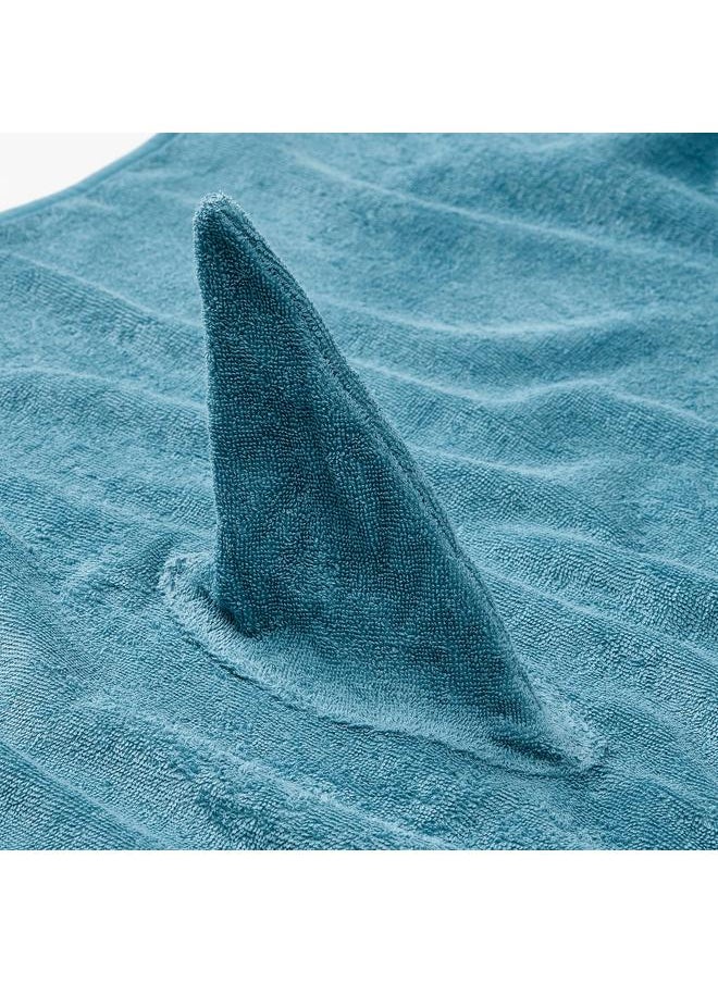Towel with hood, shark-shaped/blue-grey, 70x140 cm