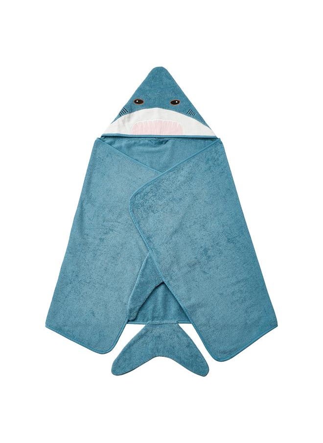 Towel with hood, shark-shaped/blue-grey, 70x140 cm