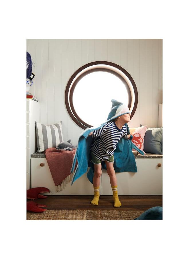 Towel with hood, shark-shaped/blue-grey, 70x140 cm