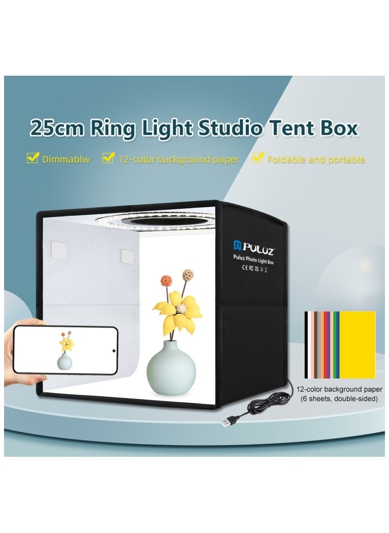 13-Piece Portable Photography Light Box And Backdrop Set Black Studio Box Shooting Tent Foldable Light Box 25cm 12 color Photo Box