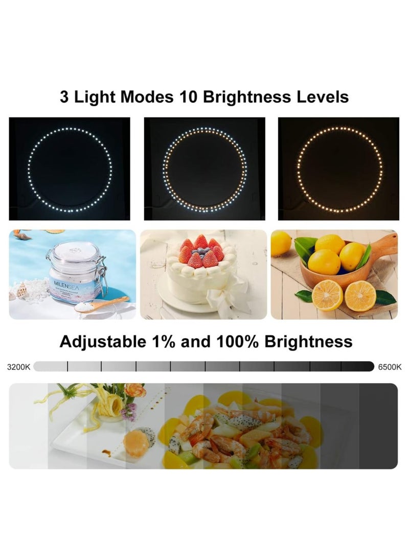 11.8 Inch/30cm Portable Photo Lighting Studio Light Box Shooting Tent Box Kit 30cm Ring Light with 6 Colors Backdrops (Black, White, Yellow, Red, Green, Blue)