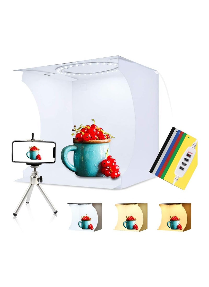 11.8 Inch/30cm Portable Photo Lighting Studio Light Box Shooting Tent Box Kit 30cm Ring Light with 6 Colors Backdrops (Black, White, Yellow, Red, Green, Blue)