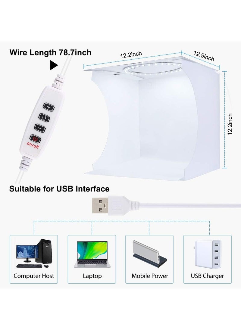 11.8 Inch/30cm Portable Photo Lighting Studio Light Box Shooting Tent Box Kit 30cm Ring Light with 6 Colors Backdrops (Black, White, Yellow, Red, Green, Blue)