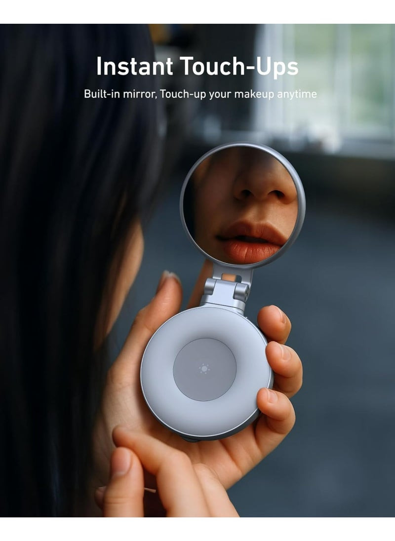 TELESIN C03 Magnetic Mobile Selfie Ring Light with Mirror, Extendable Stand & Adjustable Brightness – Compatible with Smartphones